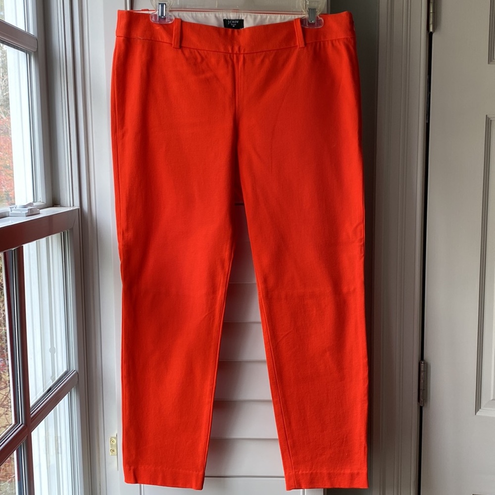 J. CREW Stretch City Fit Cropped Pants Women's Size 8 Bright Orange NWOT